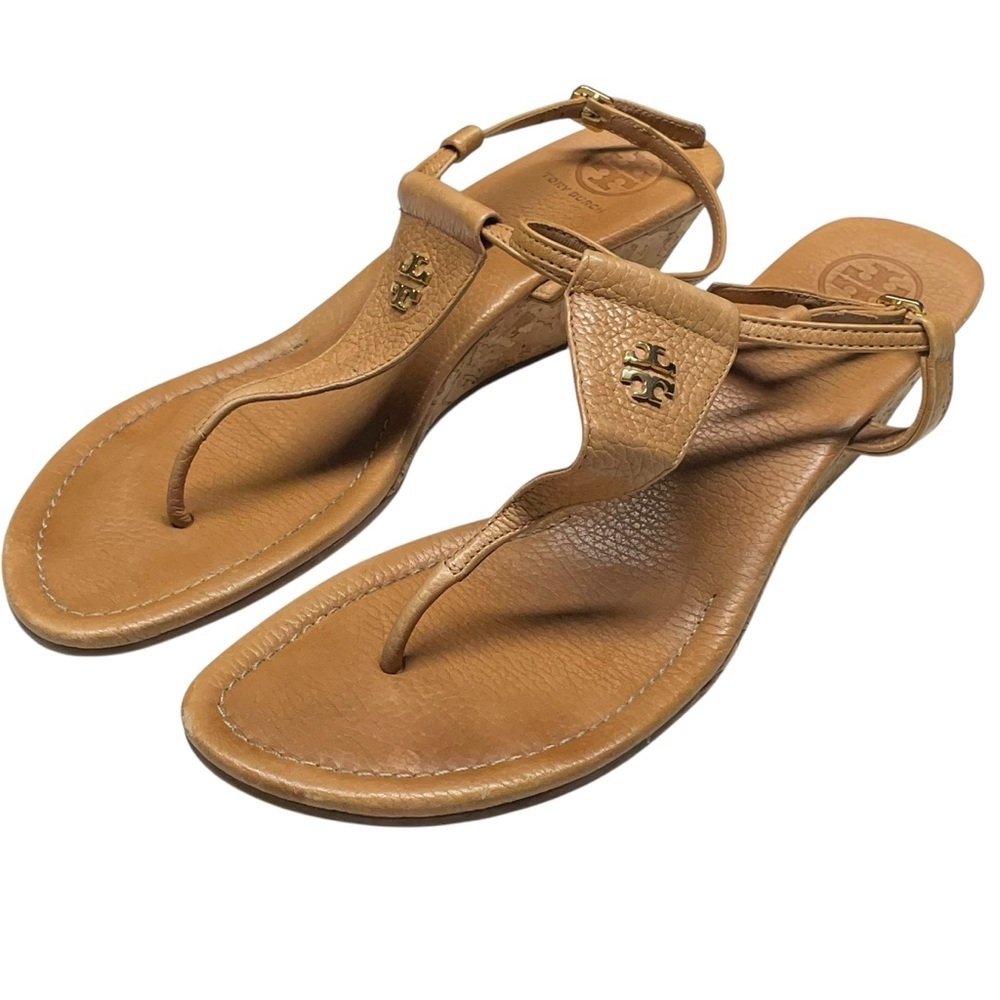 Tory Burch T-Stap Wedge Tan Size 11